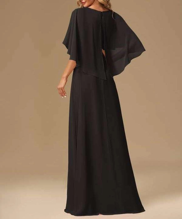 Floor Length Bridesmaid Dress with V-neck