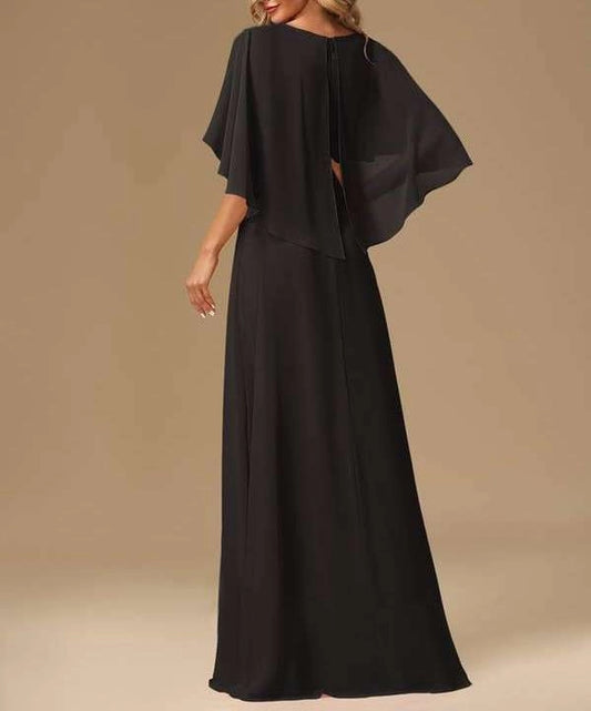Floor Length Bridesmaid Dress with V-neck
