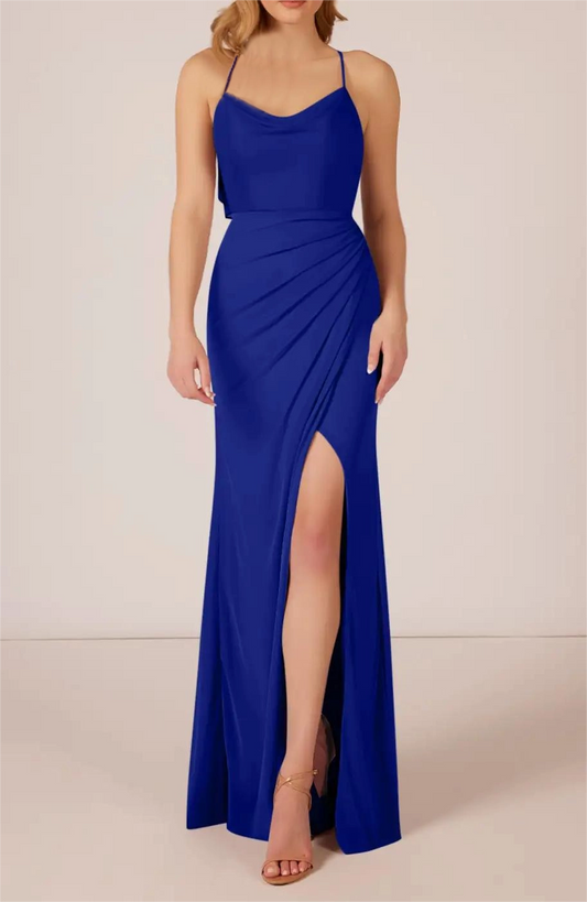 Royal Blue Halter Neck with bow at back
