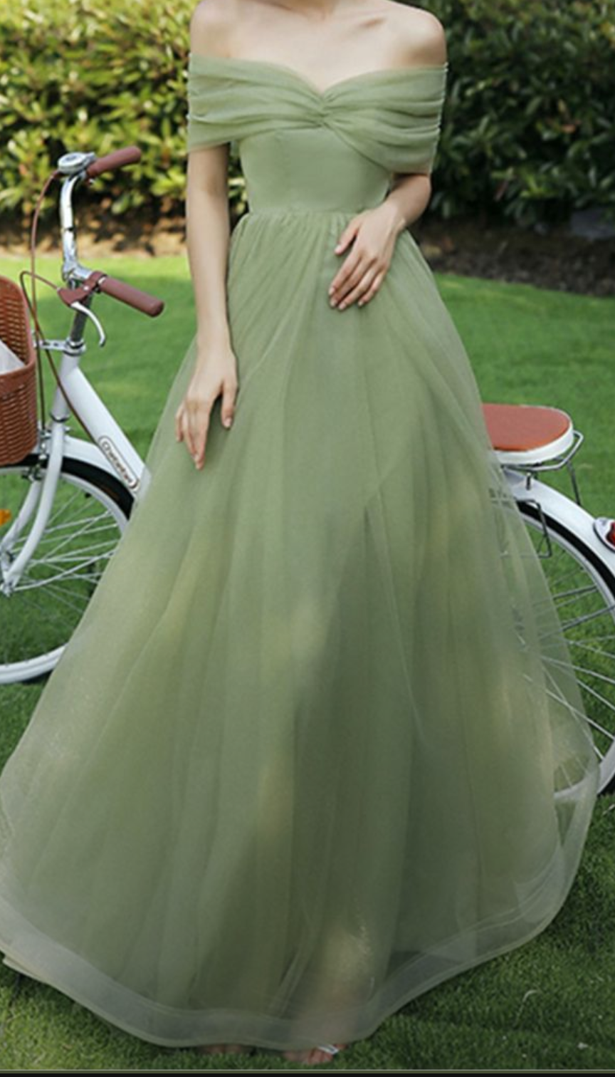 Parrot Green Double Draped Off Shoulder Maxi Dress