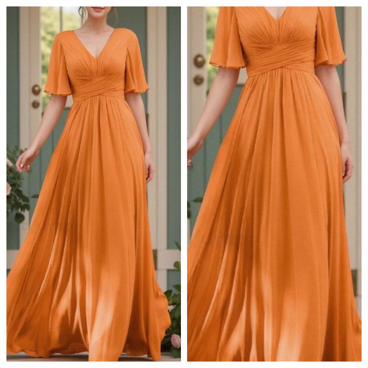 Tangerine Cross Drape All Occasion Maxi Dress