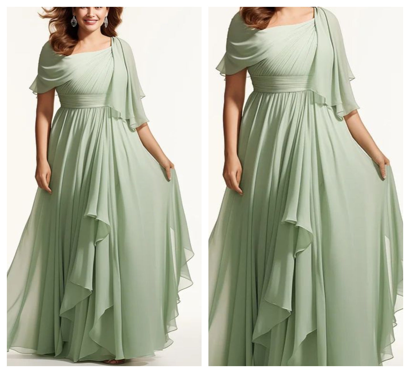 Pista Green Flutter Sleeves All Occasion Maxi Dress