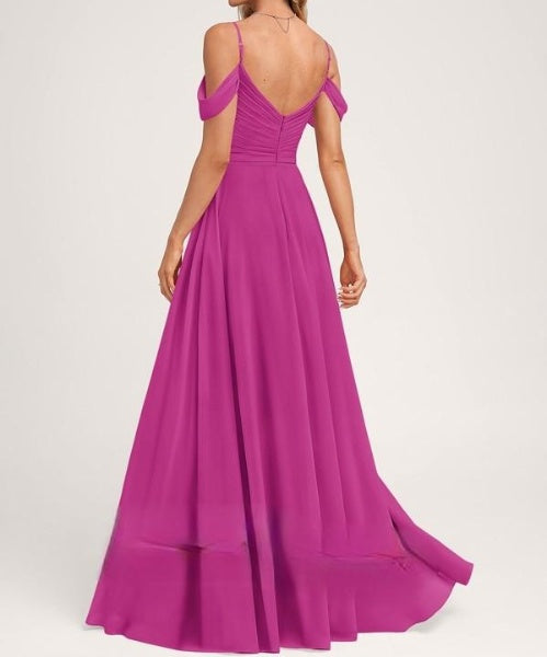 Fuchsia Bambi Cold shoulder Maxi Dress