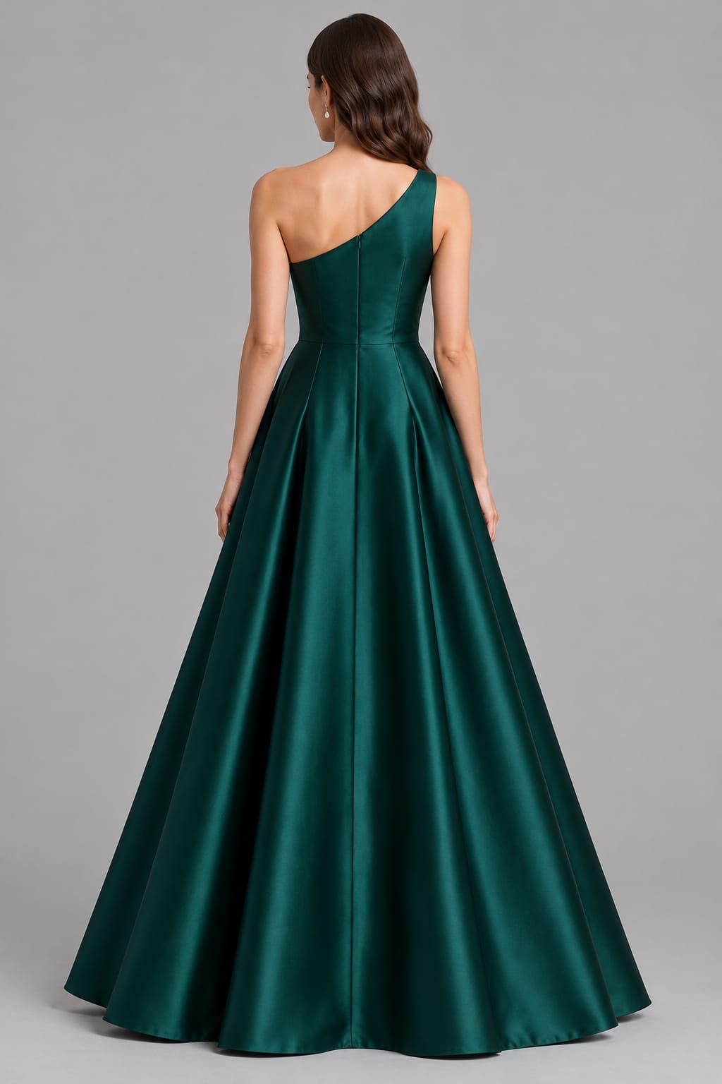 Emerald Green One shoulder Ball Gown Dress