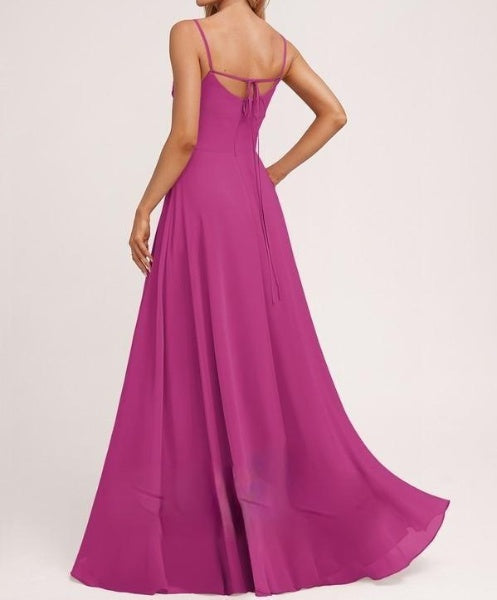 Fuchsia Princess Pink Cold Shoulder Trail Sleeves Maxi Dress