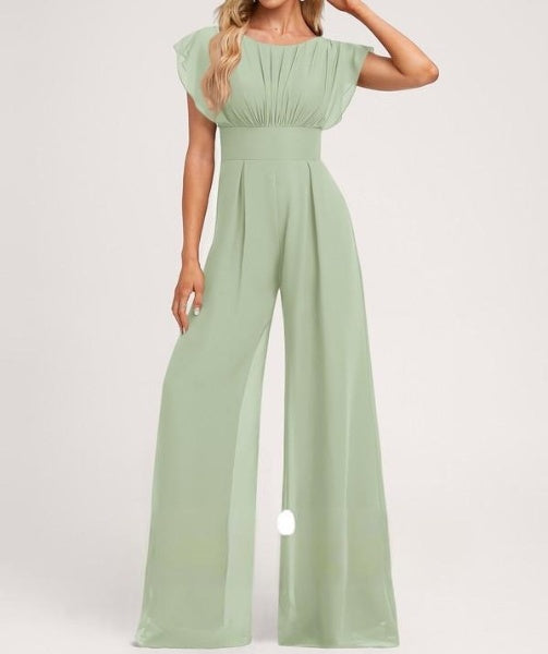 Ceylon Round Neck Jumpsuit with Open Back