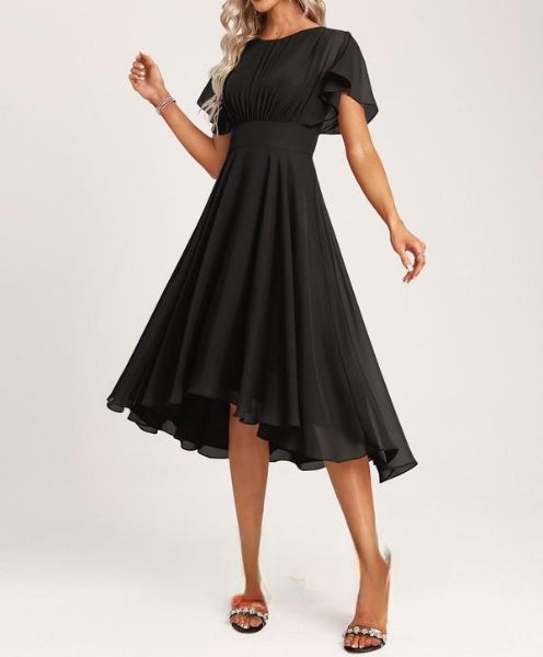 Black Midi Georgette Panther Dress