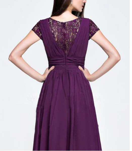 Purple Lace V Neck Maxi Dress
