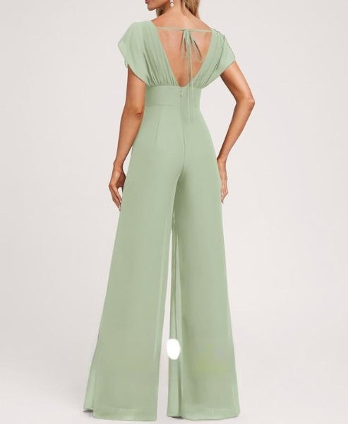 Ceylon Round Neck Jumpsuit with Open Back