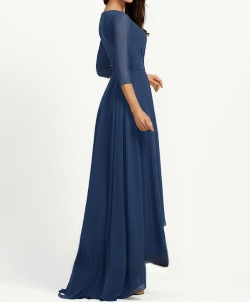 Teal Blue Asymmetrical Maxi Dress