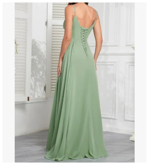 Mint Green Bridesmaid Dress with Bottom Drapes