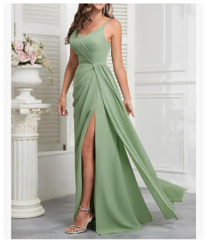 Mint Green Bridesmaid Dress with Bottom Drapes