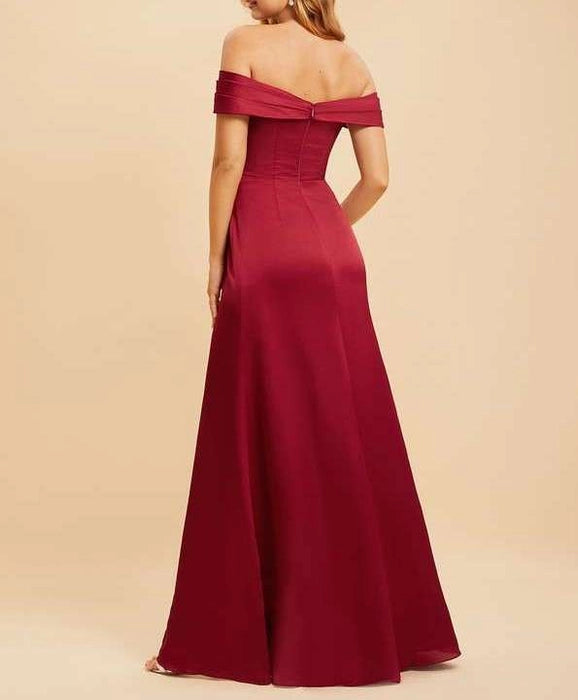 Maroon Satin Cross Drape Occasion Wear Dress