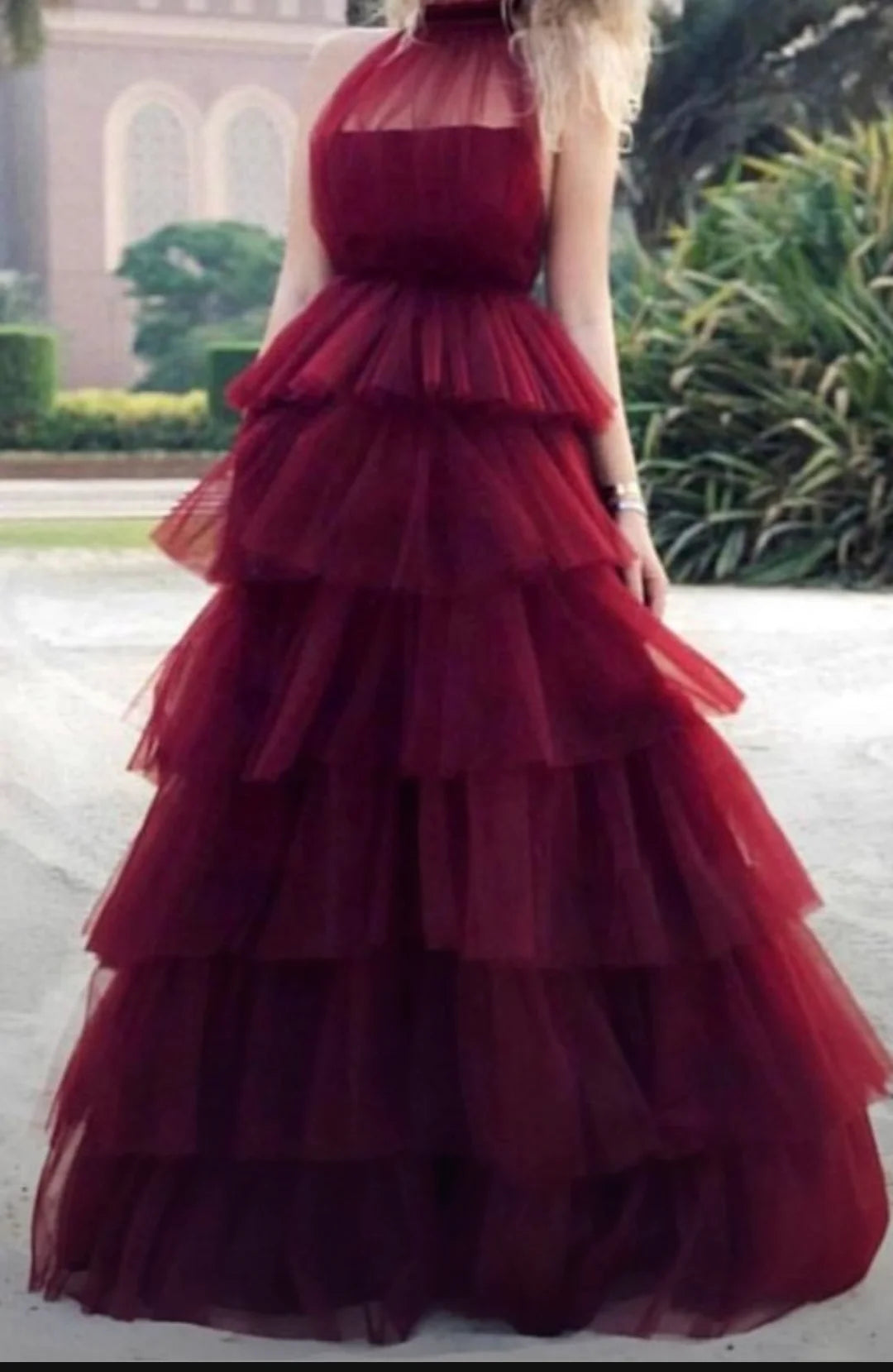 Maroon Multiple Layered Net Occasion Wear Dress