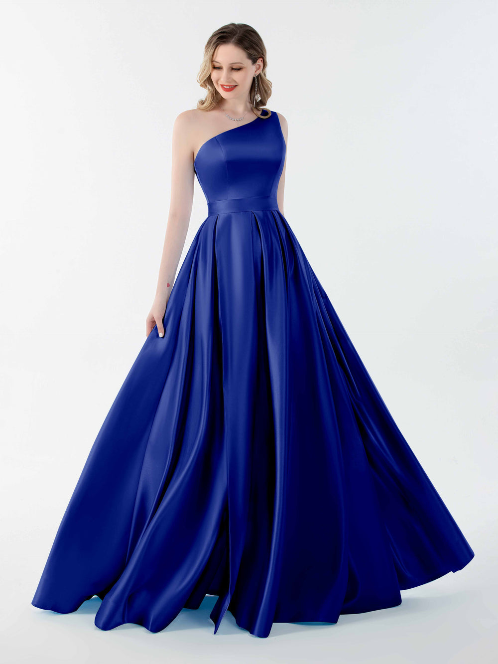 Royal Blue Milano Satin Princess Gown - Main Image