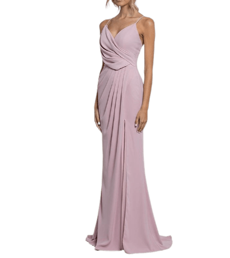 Powder Pink Banana Crepe Cowl Gown