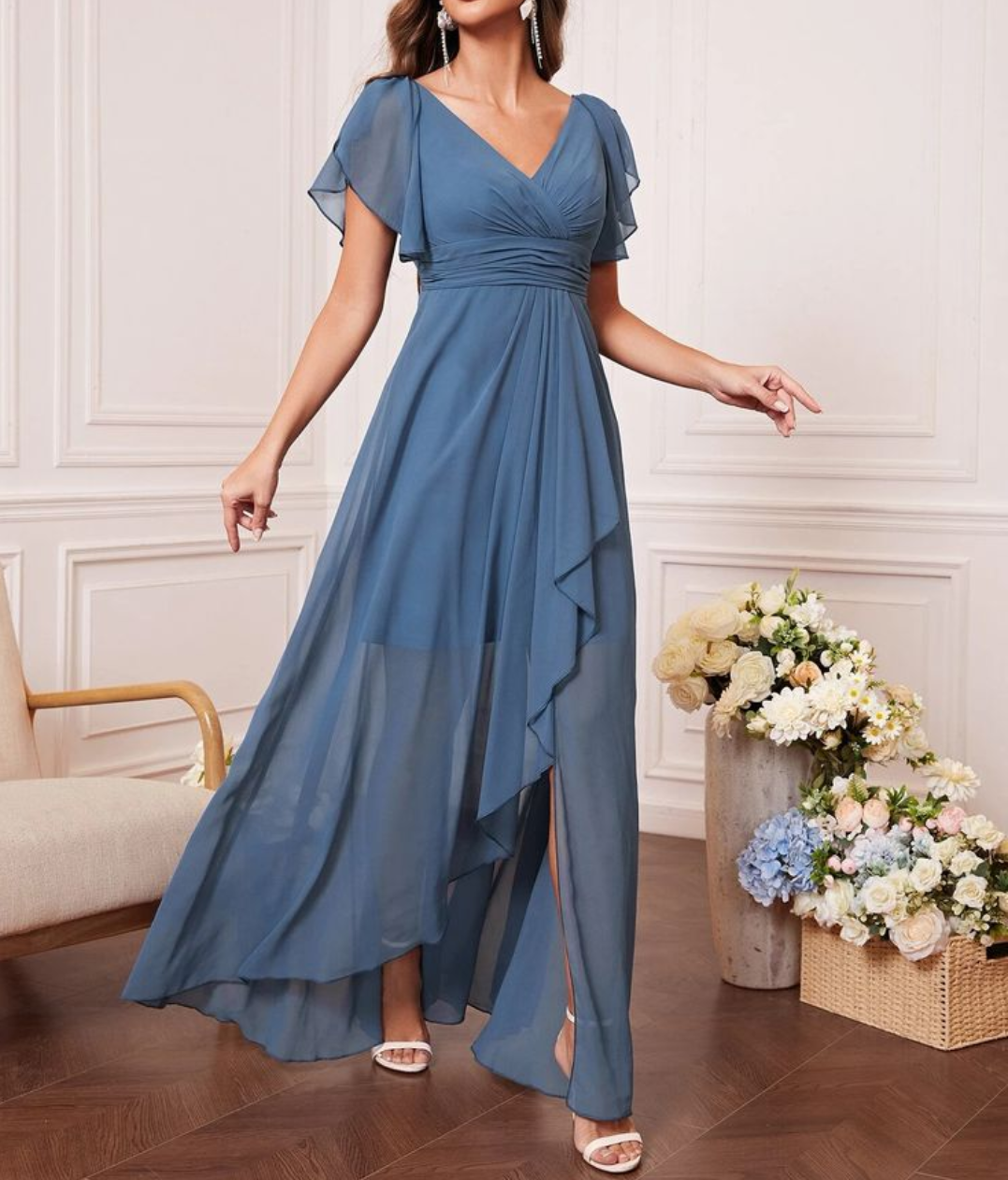 Dusty Blue High Low Maxi Dress iwearmystyle Dusty Blue High Low Maxi Dress iwearmystyle