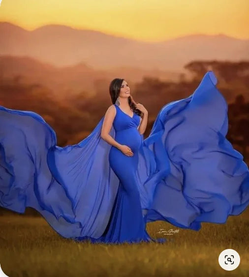 Royal Blue Helicopter Trail Maternity Gown