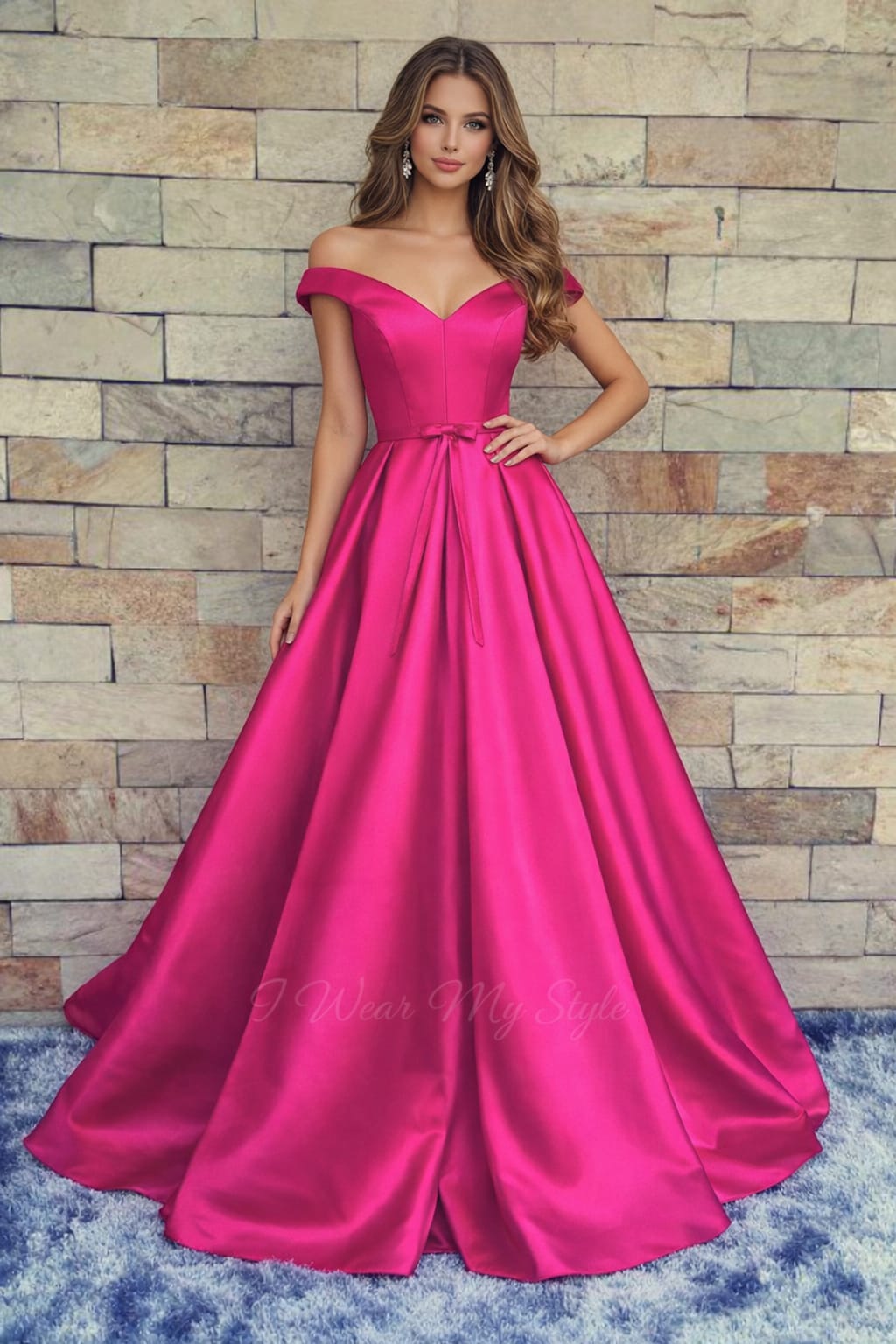 Hot pink Milano Satin Box Pleated Occasion Wear Dress