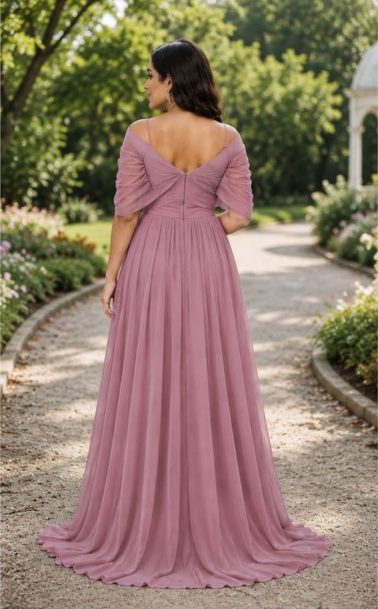 Drape Over Gown – Mauve Pink