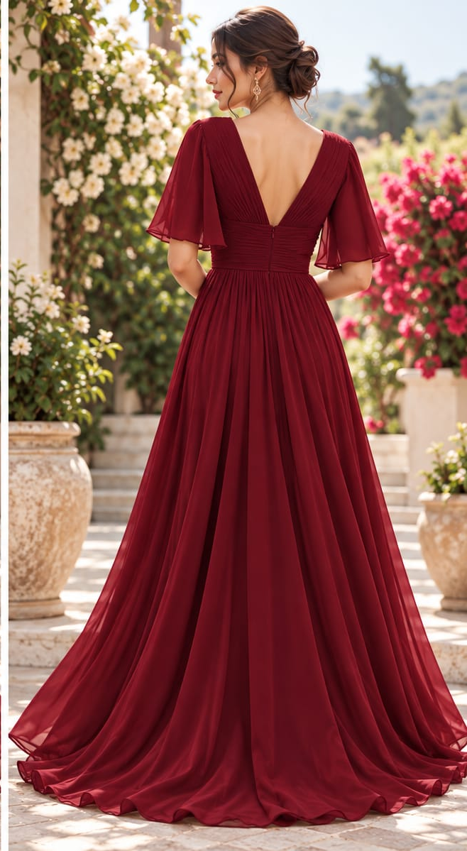 Deep maroon Cross Drape All Occasion Maxi Dress