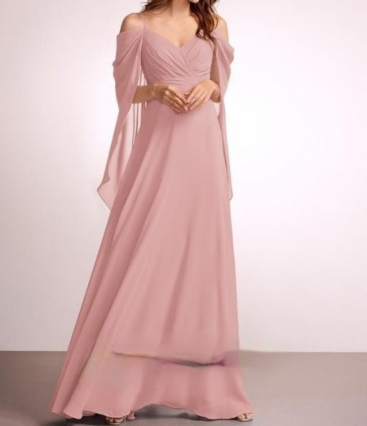 Blush Pink Cold Shoulder Hannah Draped Maxi