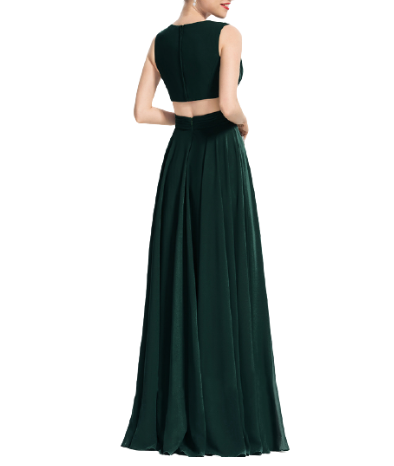 Green Side Cut Double Draped Maxi Dress