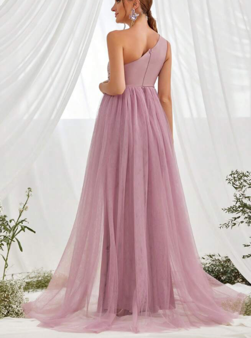 Onion Pink All Occasion Wear Lycra And Net Gown