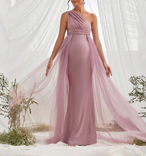 Onion Pink All Occasion Wear Lycra And Net Gown