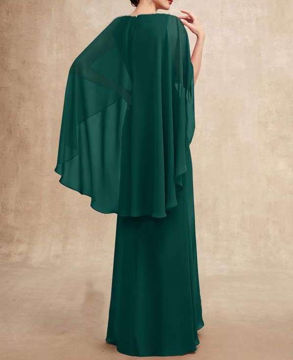 Bottle Green Pleated Flared Sleeves Maxi Dress