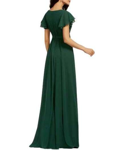 Green Scoop Neck Dress With Ruffles
