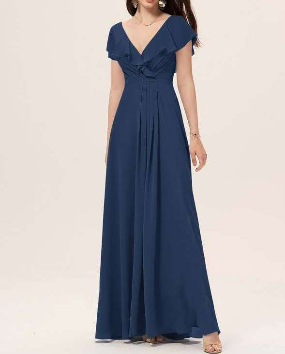 Navy V-Neck Sleeveless Maxi Dress