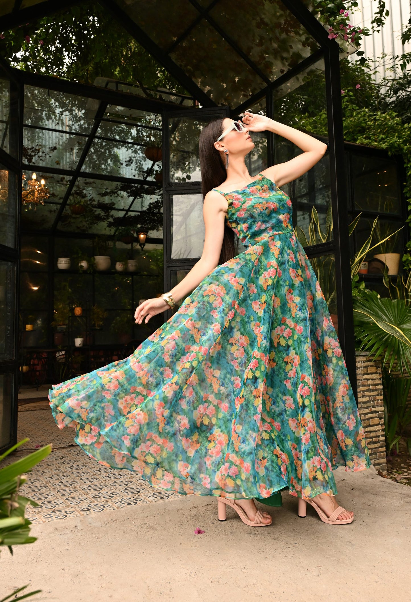 Exclusive Gardenia Floral Organza All Occasion Wear Dress