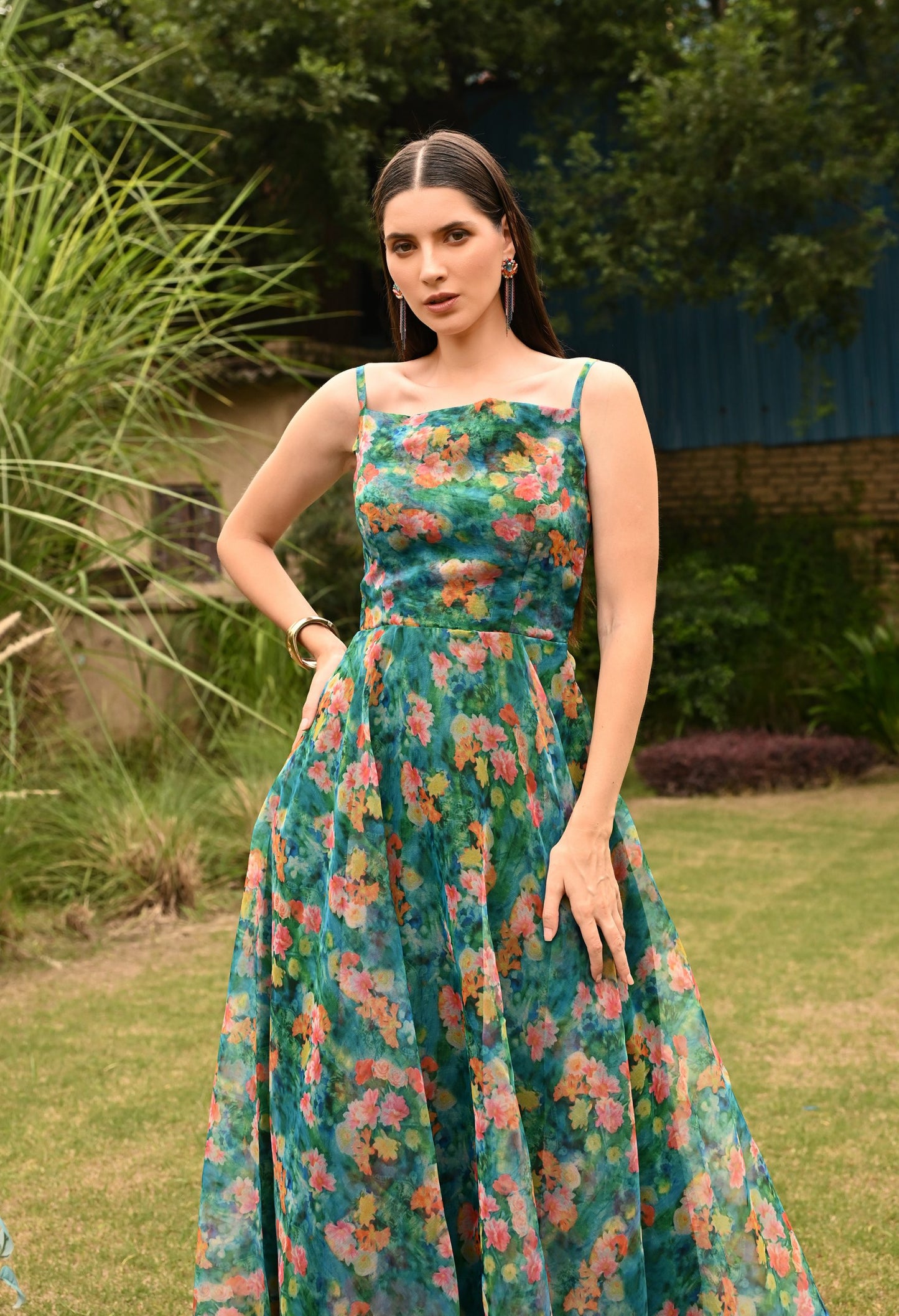 Exclusive Gardenia Floral Organza All Occasion Wear Dress