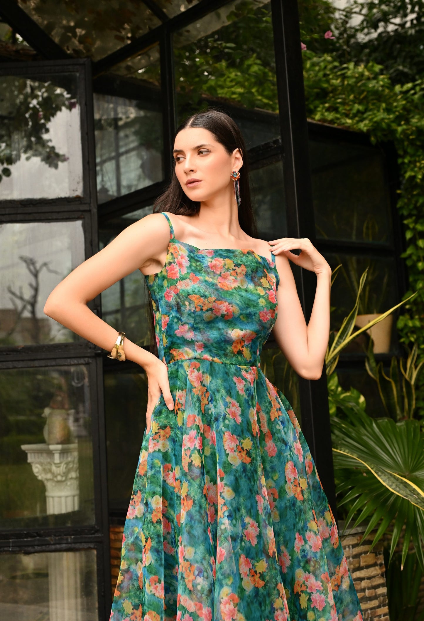 Exclusive Gardenia Floral Organza All Occasion Wear Dress