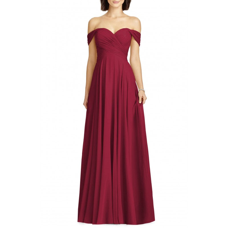 Off Shoulder Maroon Splendour Maxi Dress