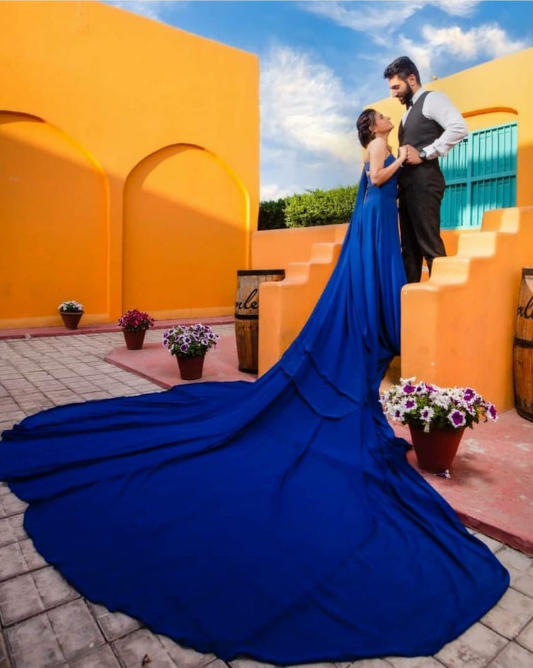 Royal Blue Pre wedding Mega Trail Gown
