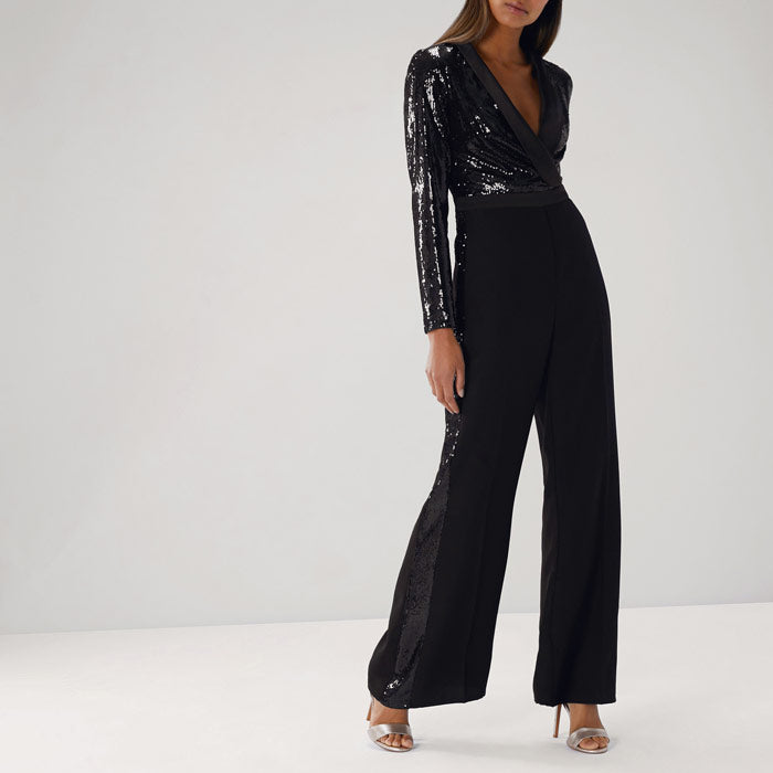 Black Glitterati Sequins Jumpsuit