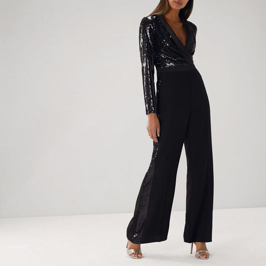 Black Glitterati Sequins Jumpsuit