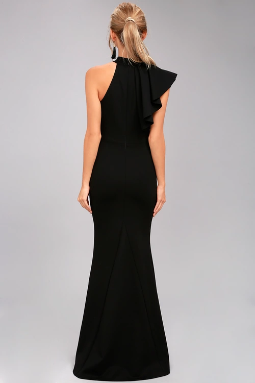 Margaux Black One-Shoulder Maxi Dress