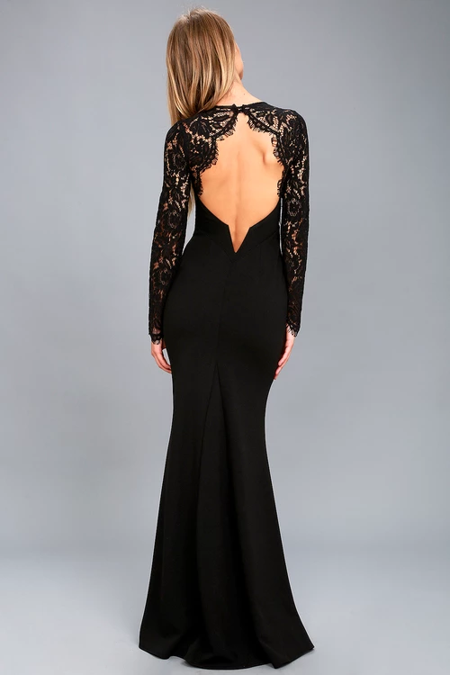 Whenever You Call Black Lace Maxi Dress
