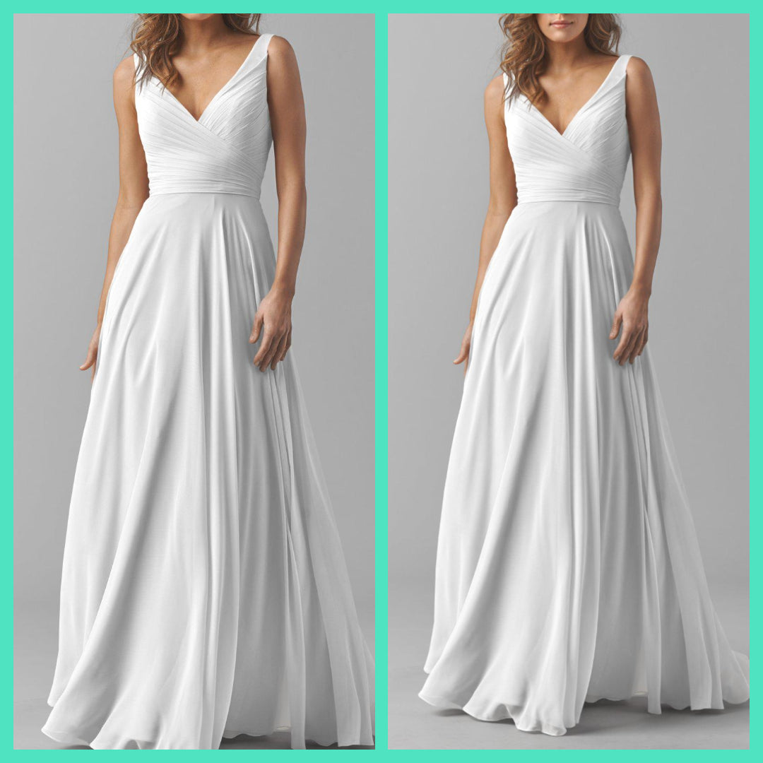 White V Neck Flared Maxi Dress