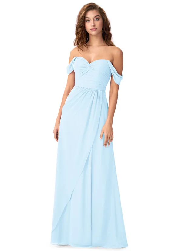 Off Shoulder Drape Knot Bridesmaid Dress