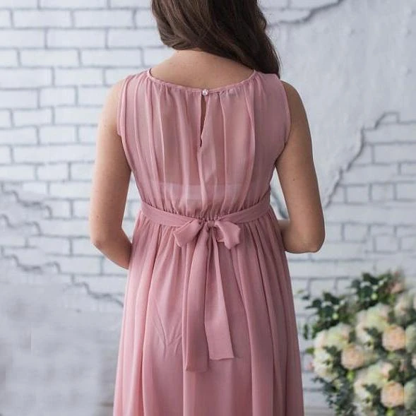 Onion Pink Vertical Drape Maternity Dress with belt