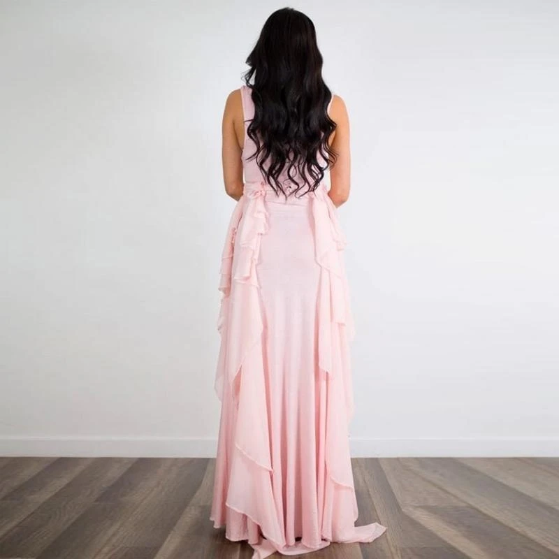 Photoshoot Gown With Chiffon Waves