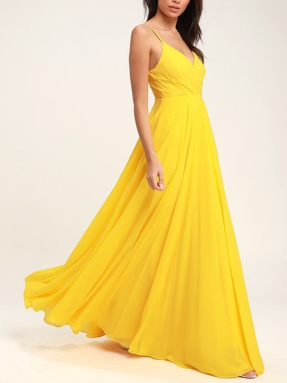 Yellow Ruched Maxi Dress