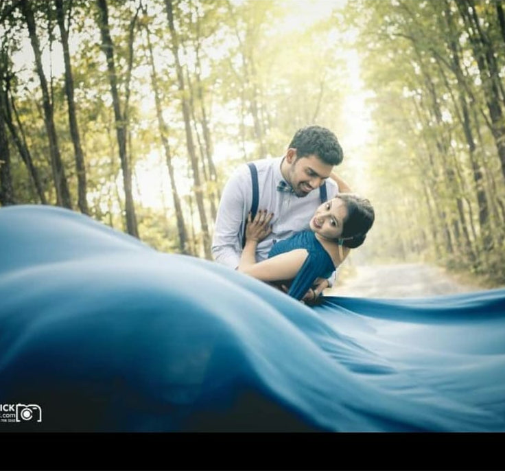 Teal Green One Shoulder Prewedding Mega Trail Gown