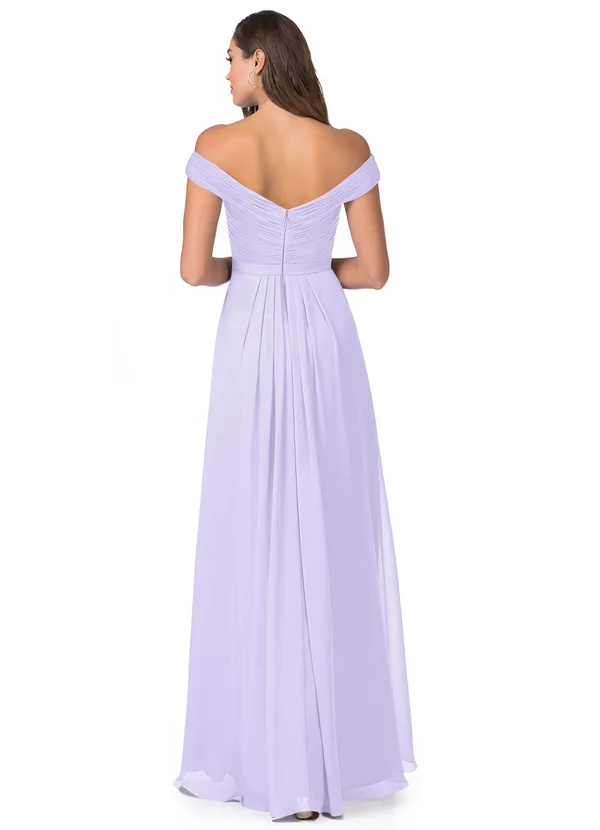 Lilac Off Shoulder Maxi and Evening Dress with slit