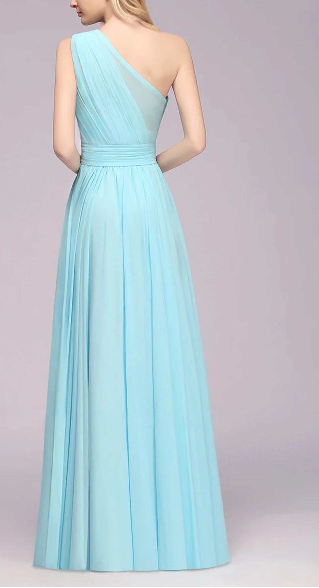 Sky Blue One Shoulder High Low Dress