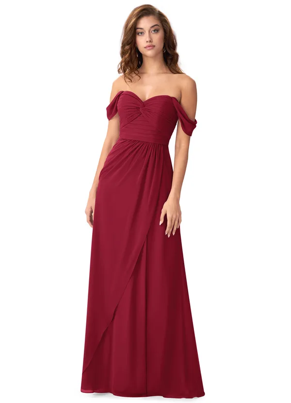 Off Shoulder Drape Knot Bridesmaid Dress